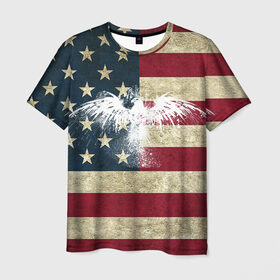 Мужская футболка 3D с принтом Флаг США с белым орлом в Кировске, 100% полиэфир | прямой крой, круглый вырез горловины, длина до линии бедер | Тематика изображения на принте: usa | америка | американец | америки | звездно полосатый | необычный | нью йорк | орел | соединенные | сша | флаг | штаты | янки
