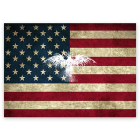 Поздравительная открытка с принтом Флаг США с белым орлом в Кировске, 100% бумага | плотность бумаги 280 г/м2, матовая, на обратной стороне линовка и место для марки
 | usa | америка | американец | америки | звездно полосатый | необычный | нью йорк | орел | соединенные | сша | флаг | штаты | янки