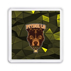 Магнит 55*55 с принтом Pitbulls в Кировске, Пластик | Размер: 65*65 мм; Размер печати: 55*55 мм | Тематика изображения на принте: dog | pitbulls | абстракция | геометрия | животные | собака | треугольники | цепь