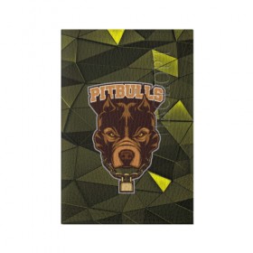Обложка для паспорта матовая кожа с принтом Pitbulls в Кировске, натуральная матовая кожа | размер 19,3 х 13,7 см; прозрачные пластиковые крепления | Тематика изображения на принте: dog | pitbulls | абстракция | геометрия | животные | собака | треугольники | цепь