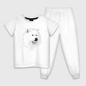 Детская пижама хлопок с принтом Самоед в Кировске, 100% хлопок |  брюки и футболка прямого кроя, без карманов, на брюках мягкая резинка на поясе и по низу штанин
 | Тематика изображения на принте: ездовая собака | ес | лайка | самоедская собака