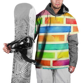 Накидка на куртку 3D с принтом Bricks Watercolor в Кировске, 100% полиэстер |  | Тематика изображения на принте: 3d | watercolor | кирпичики | клетка | радуга | текстуры | цветные линии