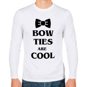 Мужской лонгслив хлопок с принтом Bow ties are cool в Кировске, 100% хлопок |  | Тематика изображения на принте: 