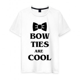 Мужская футболка хлопок с принтом Bow ties are cool в Кировске, 100% хлопок | прямой крой, круглый вырез горловины, длина до линии бедер, слегка спущенное плечо. | Тематика изображения на принте: 