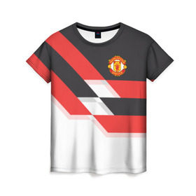 Женская футболка 3D с принтом Manchester United - Stripe в Кировске, 100% полиэфир ( синтетическое хлопкоподобное полотно) | прямой крой, круглый вырез горловины, длина до линии бедер | manchester united | stripe | манчестер юнайтед | футбол