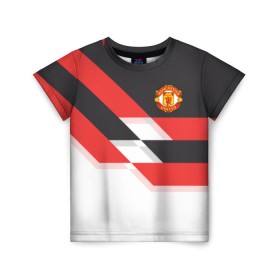 Детская футболка 3D с принтом Manchester United - Stripe в Кировске, 100% гипоаллергенный полиэфир | прямой крой, круглый вырез горловины, длина до линии бедер, чуть спущенное плечо, ткань немного тянется | manchester united | stripe | манчестер юнайтед | футбол