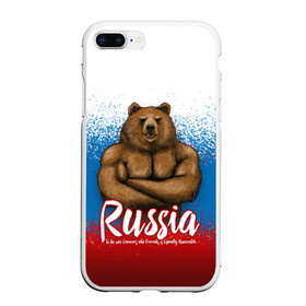 Чехол для iPhone 7Plus/8 Plus матовый с принтом Russian Bear в Кировске, Силикон | Область печати: задняя сторона чехла, без боковых панелей | bear | russia | медведь | патриотическая | россия | русский медведь | триколор | флаг рф