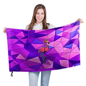 Флаг 3D с принтом Фламинго в Кировске, 100% полиэстер | плотность ткани — 95 г/м2, размер — 67 х 109 см. Принт наносится с одной стороны | bird | flyer | fowl | poultry | seabird | triangle | абстракция | животные | птицы | текстуры | тренд | треугольники | фламинго