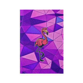 Обложка для паспорта матовая кожа с принтом Фламинго в Кировске, натуральная матовая кожа | размер 19,3 х 13,7 см; прозрачные пластиковые крепления | bird | flyer | fowl | poultry | seabird | triangle | абстракция | животные | птицы | текстуры | тренд | треугольники | фламинго