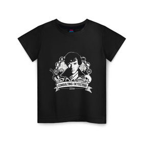 Детская футболка хлопок с принтом Sherlock Holmes в Кировске, 100% хлопок | круглый вырез горловины, полуприлегающий силуэт, длина до линии бедер | 