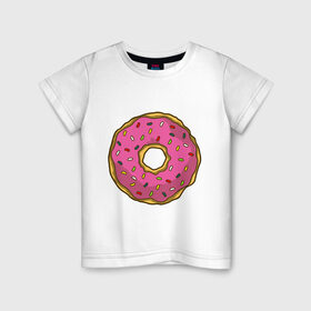 Детская футболка хлопок с принтом Пончик в Кировске, 100% хлопок | круглый вырез горловины, полуприлегающий силуэт, длина до линии бедер | bart | homer | simpsons | барт | гомер | еда | мульт | мультфильм | пончик | симпсоны | спрингфилд