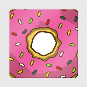 Магнит виниловый Квадрат с принтом Пончик в Кировске, полимерный материал с магнитным слоем | размер 9*9 см, закругленные углы | bart | homer | simpsons | барт | гомер | еда | мульт | мультфильм | пончик | симпсоны | спрингфилд