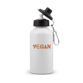 Бутылка спортивная с принтом Vegan в Кировске, металл | емкость — 500 мл, в комплекте две пластиковые крышки и карабин для крепления | green | vegan | yoga | бекон | веган | вегетарианец | вегетарианство | витамины | здоровье | зеленый | зож | йога | овощи | фрукты