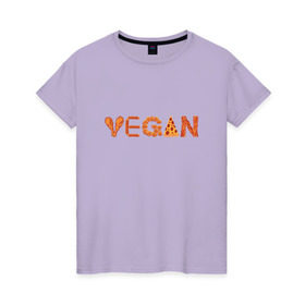 Женская футболка хлопок с принтом Vegan в Кировске, 100% хлопок | прямой крой, круглый вырез горловины, длина до линии бедер, слегка спущенное плечо | green | vegan | yoga | бекон | веган | вегетарианец | вегетарианство | витамины | здоровье | зеленый | зож | йога | овощи | фрукты
