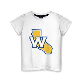 Детская футболка хлопок с принтом Golden State Warriors в Кировске, 100% хлопок | круглый вырез горловины, полуприлегающий силуэт, длина до линии бедер | Тематика изображения на принте: basketball | баскетбол | нба