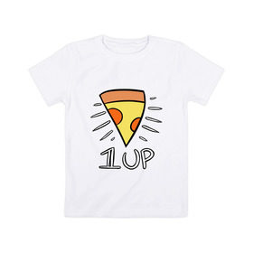 Детская футболка хлопок с принтом Pizza Life в Кировске, 100% хлопок | круглый вырез горловины, полуприлегающий силуэт, длина до линии бедер | Тематика изображения на принте: dendy | food | game | italy | life | mario | pizza | еда | жизнь | игра | италия | пицца | пища | повар | приставка
