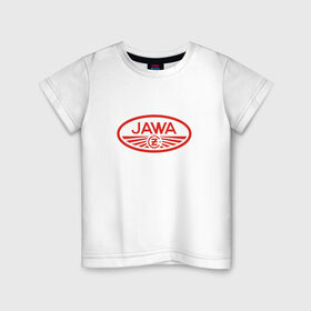 Детская футболка хлопок с принтом Мотоцикл Jawa логотип в Кировске, 100% хлопок | круглый вырез горловины, полуприлегающий силуэт, длина до линии бедер | jawa | мотоцикл | ява