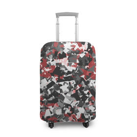 Чехол для чемодана 3D с принтом Городской камуфляж в Кировске, 86% полиэфир, 14% спандекс | двустороннее нанесение принта, прорези для ручек и колес | camo | urban | белый | гранж | красный | маскировка | милитари | паттерн | серый | текстура