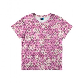 Детская футболка 3D с принтом Pink mosaic в Кировске, 100% гипоаллергенный полиэфир | прямой крой, круглый вырез горловины, длина до линии бедер, чуть спущенное плечо, ткань немного тянется | Тематика изображения на принте: 