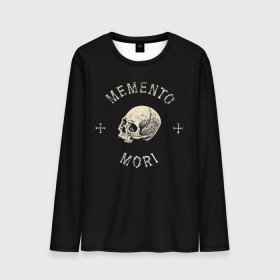 Мужской лонгслив 3D с принтом Memento Mori в Кировске, 100% полиэстер | длинные рукава, круглый вырез горловины, полуприлегающий силуэт | death | skull | кости | цитата