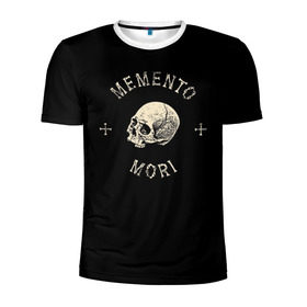 Мужская футболка 3D спортивная с принтом Memento Mori в Кировске, 100% полиэстер с улучшенными характеристиками | приталенный силуэт, круглая горловина, широкие плечи, сужается к линии бедра | death | skull | кости | цитата