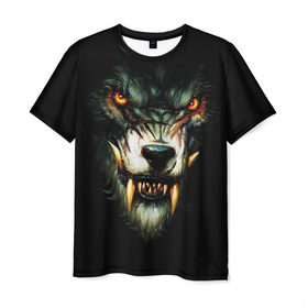 Мужская футболка 3D с принтом Werewolf в Кировске, 100% полиэфир | прямой крой, круглый вырез горловины, длина до линии бедер | зверь | клыки | монстр | оборотень | оскал | ужас | хоррор