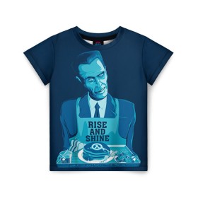 Детская футболка 3D с принтом G-Man в Кировске, 100% гипоаллергенный полиэфир | прямой крой, круглый вырез горловины, длина до линии бедер, чуть спущенное плечо, ткань немного тянется | g man | half life | hl2