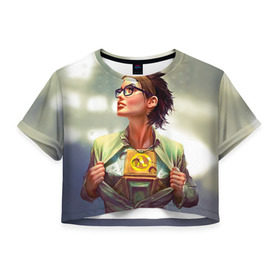 Женская футболка 3D укороченная с принтом Аликс Венс в Кировске, 100% полиэстер | круглая горловина, длина футболки до линии талии, рукава с отворотами | Тематика изображения на принте: half life | арт