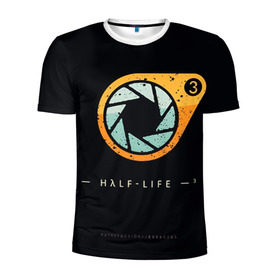 Мужская футболка 3D спортивная с принтом Half-Life 3 в Кировске, 100% полиэстер с улучшенными характеристиками | приталенный силуэт, круглая горловина, широкие плечи, сужается к линии бедра | freeman | gordon | half | halflife | hl | life | гордон | лайф | фримен | халва | халф | халфлайф | халява