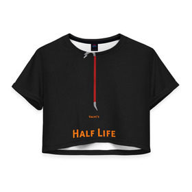 Женская футболка 3D укороченная с принтом Half-Life в Кировске, 100% полиэстер | круглая горловина, длина футболки до линии талии, рукава с отворотами | Тематика изображения на принте: freeman | gordon | half | halflife | hl | life | гордон | лайф | фримен | халва | халф | халфлайф | халява