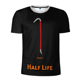 Мужская футболка 3D спортивная с принтом Half-Life в Кировске, 100% полиэстер с улучшенными характеристиками | приталенный силуэт, круглая горловина, широкие плечи, сужается к линии бедра | freeman | gordon | half | halflife | hl | life | гордон | лайф | фримен | халва | халф | халфлайф | халява