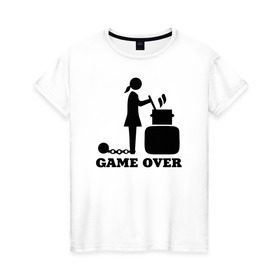 Женская футболка хлопок с принтом Game over в Кировске, 100% хлопок | прямой крой, круглый вырез горловины, длина до линии бедер, слегка спущенное плечо | борщ | девичник | замуж | конец игры | невеста | подружка невесты
