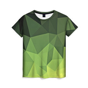 Женская футболка 3D с принтом Хаки геометрия в Кировске, 100% полиэфир ( синтетическое хлопкоподобное полотно) | прямой крой, круглый вырез горловины, длина до линии бедер | зеленый | полигоны