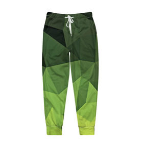 Мужские брюки 3D с принтом Хаки геометрия в Кировске, 100% полиэстер | манжеты по низу, эластичный пояс регулируется шнурком, по бокам два кармана без застежек, внутренняя часть кармана из мелкой сетки | зеленый | полигоны