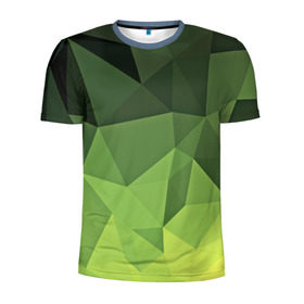 Мужская футболка 3D спортивная с принтом Хаки геометрия в Кировске, 100% полиэстер с улучшенными характеристиками | приталенный силуэт, круглая горловина, широкие плечи, сужается к линии бедра | Тематика изображения на принте: зеленый | полигоны