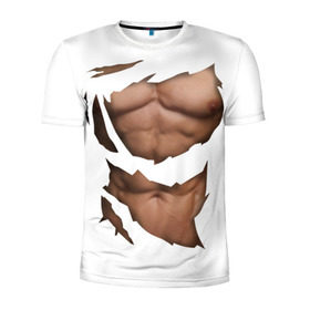 Мужская футболка 3D спортивная с принтом Идеальный рельеф в Кировске, 100% полиэстер с улучшенными характеристиками | приталенный силуэт, круглая горловина, широкие плечи, сужается к линии бедра | бодибилдинг | идеальное | креатив | мышцы | накаченный | пресс | рваная | рельеф | спорт | тело