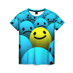 Женская футболка 3D с принтом Сохраняй оптимизм в Кировске, 100% полиэфир ( синтетическое хлопкоподобное полотно) | прямой крой, круглый вырез горловины, длина до линии бедер | настроение | оптимизм | позитив | смайл | смайлик