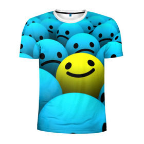 Мужская футболка 3D спортивная с принтом Сохраняй оптимизм в Кировске, 100% полиэстер с улучшенными характеристиками | приталенный силуэт, круглая горловина, широкие плечи, сужается к линии бедра | настроение | оптимизм | позитив | смайл | смайлик