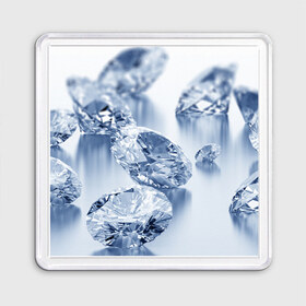 Магнит 55*55 с принтом Blue diamonds в Кировске, Пластик | Размер: 65*65 мм; Размер печати: 55*55 мм | beautiful | blue | bright | color | diamond | diamonds | mineral | minerals | original | stone | stones | white | белое | белый | камень | камни | красивое | красота | минерал | цвет | яркое