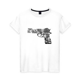 Женская футболка хлопок с принтом Pulp Fiction в Кировске, 100% хлопок | прямой крой, круглый вырез горловины, длина до линии бедер, слегка спущенное плечо | 25 17 | 2517 | библия | криминальное чтиво | оружие | пистолет | самюэль джексон | цитата | эклезиаст