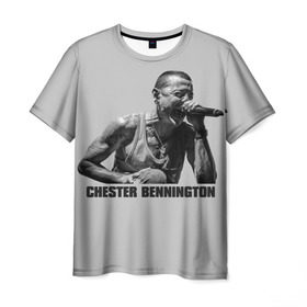 Мужская футболка 3D с принтом Честер Беннингтон в Кировске, 100% полиэфир | прямой крой, круглый вырез горловины, длина до линии бедер | bennington | chester | linkin | park | rip | беннингтон | рок | честер