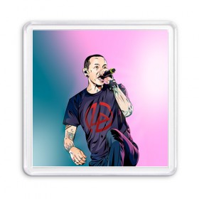 Магнит 55*55 с принтом Chester Bennington в Кировске, Пластик | Размер: 65*65 мм; Размер печати: 55*55 мм | 