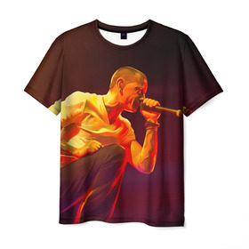 Мужская футболка 3D с принтом Chester Bennington в Кировске, 100% полиэфир | прямой крой, круглый вырез горловины, длина до линии бедер | chester bennington | рок