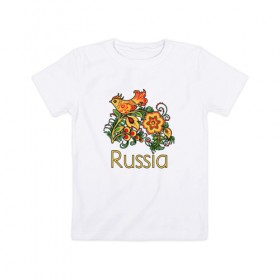 Детская футболка хлопок с принтом Россия - наша страна в Кировске, 100% хлопок | круглый вырез горловины, полуприлегающий силуэт, длина до линии бедер | russia | патриотизм | россия