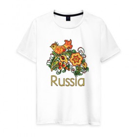 Мужская футболка хлопок с принтом Россия - наша страна в Кировске, 100% хлопок | прямой крой, круглый вырез горловины, длина до линии бедер, слегка спущенное плечо. | russia | патриотизм | россия