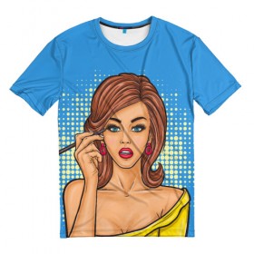 Мужская футболка 3D с принтом POP ART в Кировске, 100% полиэфир | прямой крой, круглый вырез горловины, длина до линии бедер | 3d | девушка | кружочки | поп арт | ретро | текстура