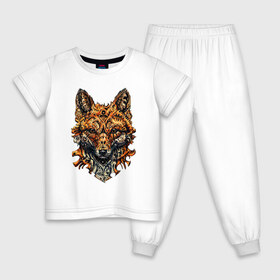 Детская пижама хлопок с принтом Fox в Кировске, 100% хлопок |  брюки и футболка прямого кроя, без карманов, на брюках мягкая резинка на поясе и по низу штанин
 | art | wild | животные | искусство | лиса | лисица | лисичка | природа