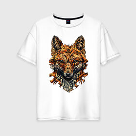 Женская футболка хлопок Oversize с принтом Fox в Кировске, 100% хлопок | свободный крой, круглый ворот, спущенный рукав, длина до линии бедер
 | art | wild | животные | искусство | лиса | лисица | лисичка | природа