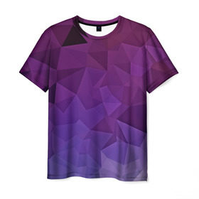 Мужская футболка 3D с принтом Фиолетовые грани в Кировске, 100% полиэфир | прямой крой, круглый вырез горловины, длина до линии бедер | abstract | abstraction | color | geometry | mirror | polygon | абстракция | геометрия | грани | линии | полигоны | сочетания | стекло | треугольники