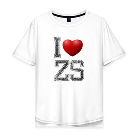 Мужская футболка хлопок Oversize с принтом I love ZS в Кировске, 100% хлопок | свободный крой, круглый ворот, “спинка” длиннее передней части | Тематика изображения на принте: zack snyder | зак снайдер | я люблю зс
